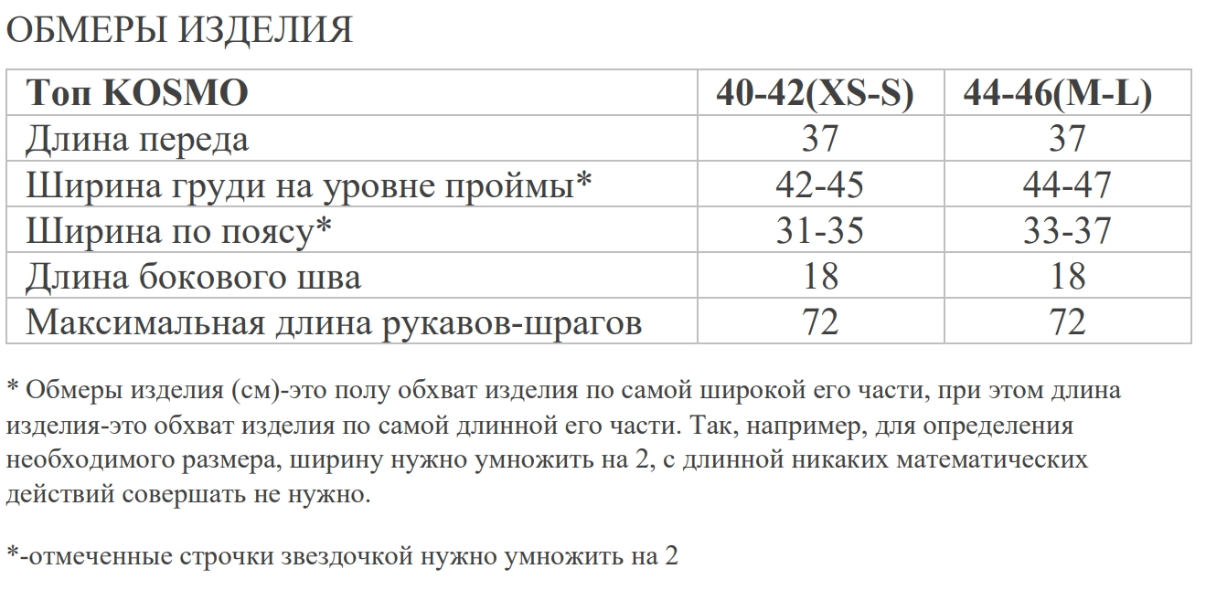Размерная таблица
