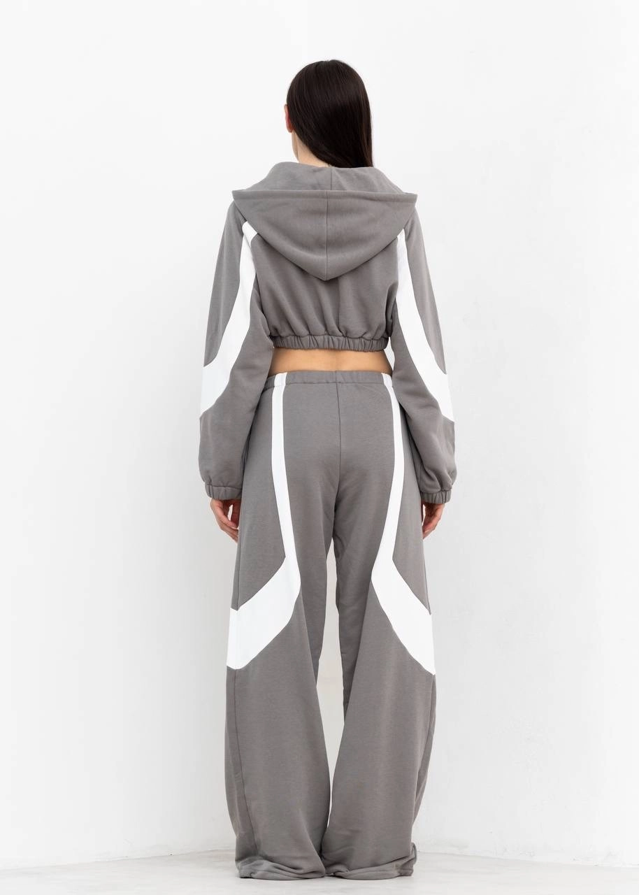 Худи YANG(ЯНГ) в серо-белом цвете - 40-42(XS-S) - Серо-белый