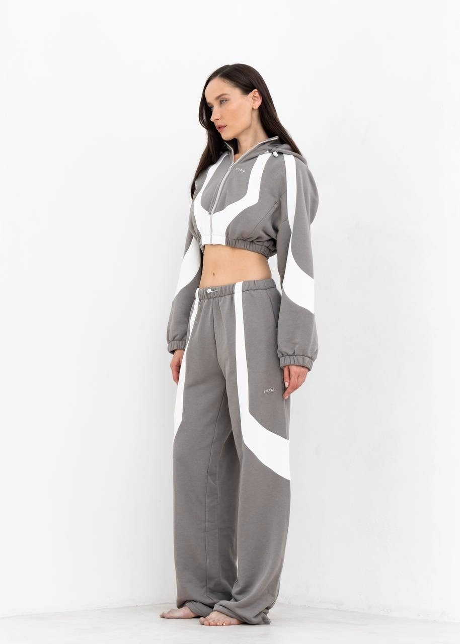 Худи YANG(ЯНГ) в серо-белом цвете - 40-42(XS-S) - Серо-белый