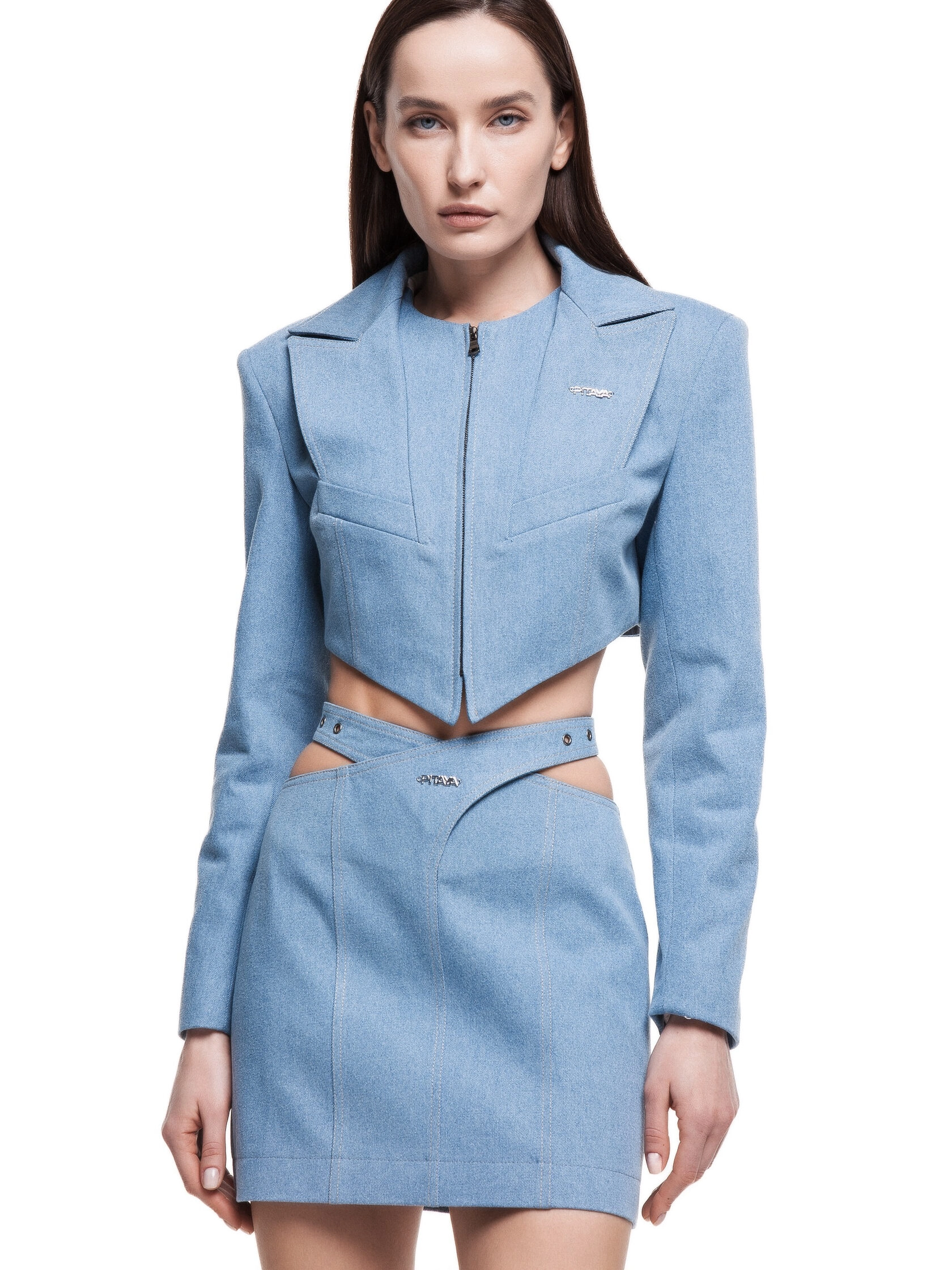 Джинсовая мини юбка BLOSSOM в голубом цвете - Голубой - 40-42 (XS-S)