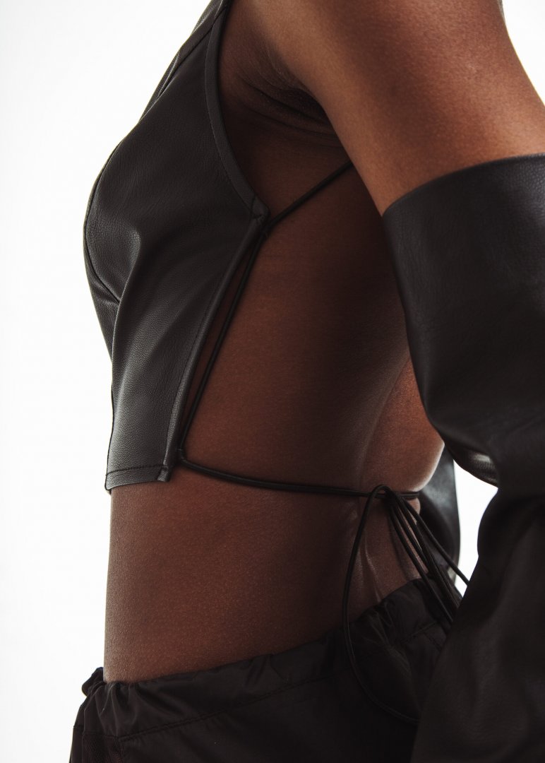 Leather top PITAYA in black - Black