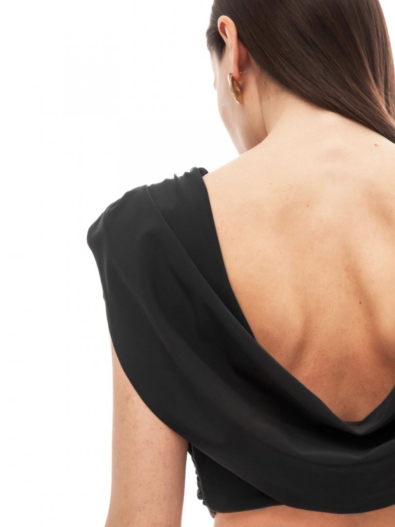 Top BENITO с драпировкой in black - 40-42 (XS-S) - Black