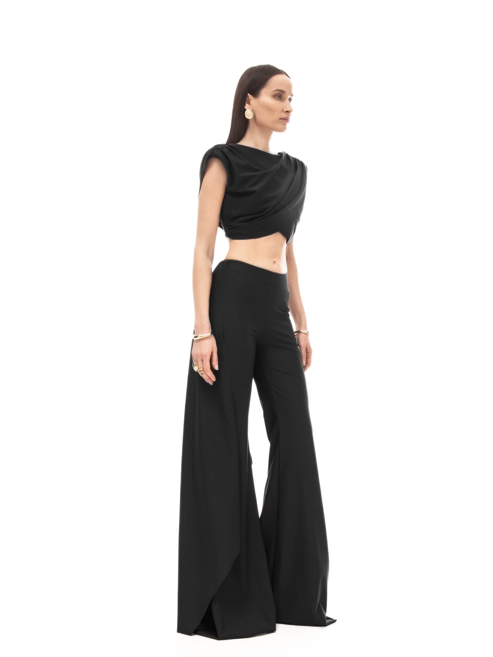 Top BENITO с драпировкой in black - 40-42 (XS-S) - Black