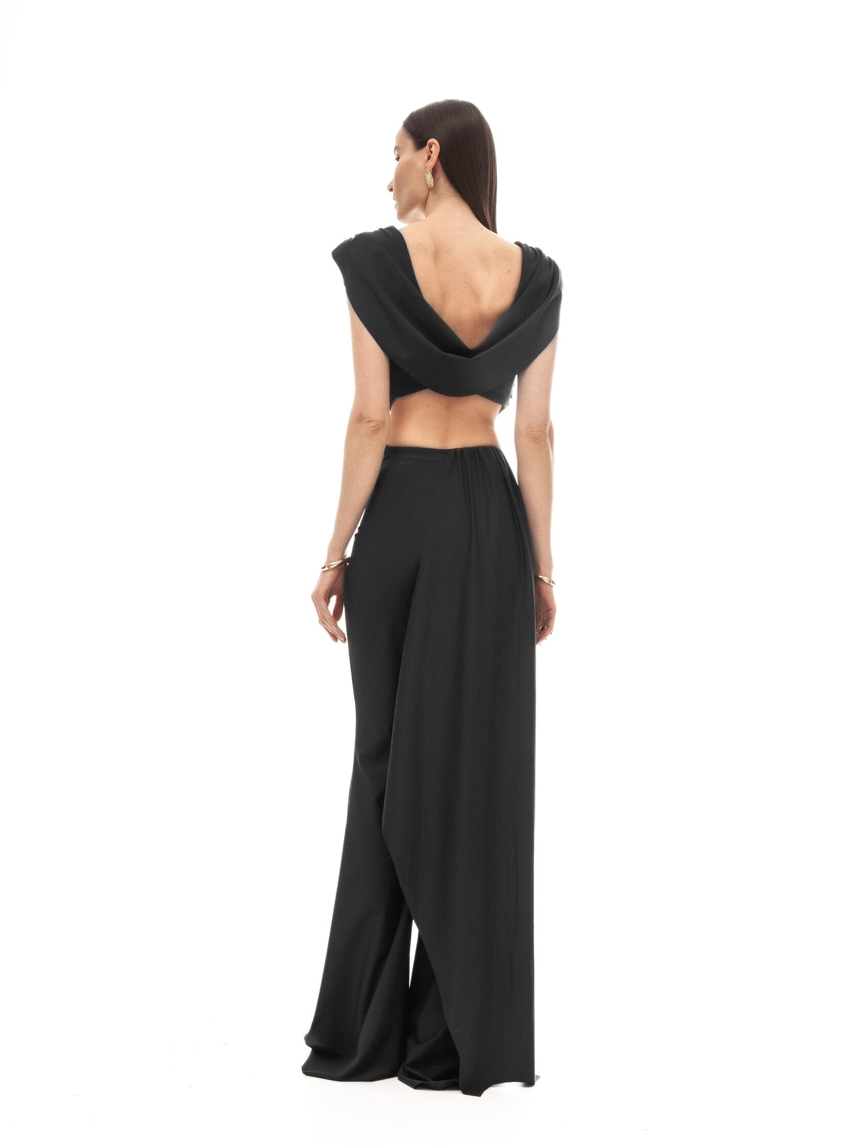 Top BENITO с драпировкой in black - 40-42 (XS-S) - Black