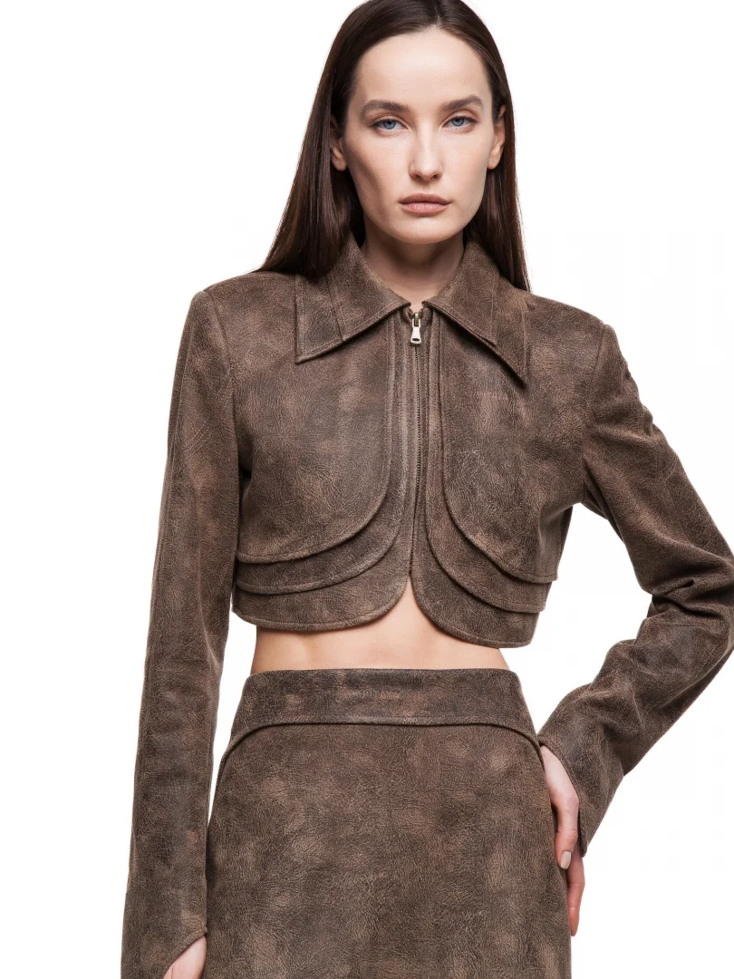 Cropped jacket TRIGGER in brown-grey - Brown-grey - 40-42 (XS-S)