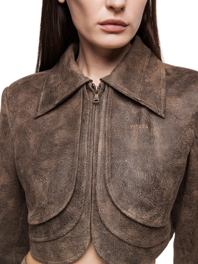 Cropped jacket TRIGGER in brown-grey - Brown-grey - 40-42 (XS-S)