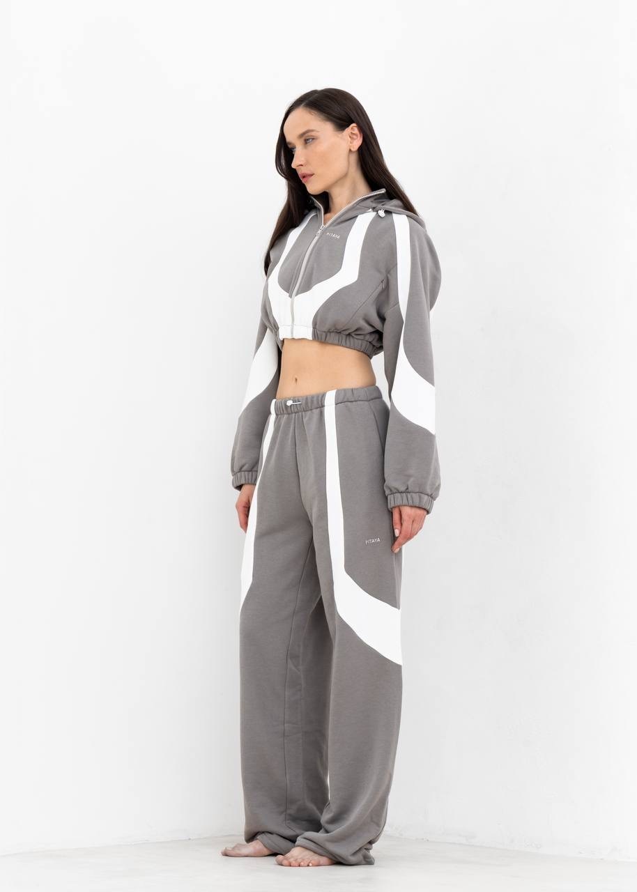 Joggers YANG в серо-белом цвете - 40-42 (XS-S) - Серо-белый