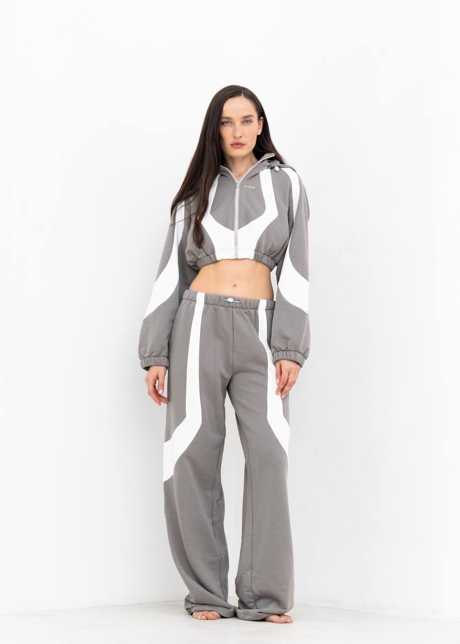 Худи YANG в серо-белом цвете - 40-42 (XS-S) - Серо-белый
