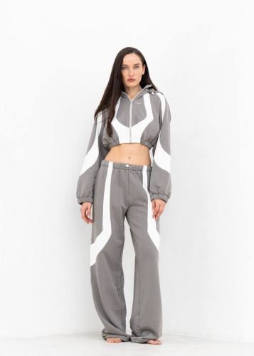 Hoodie YANG в серо-белом цвете - 40-42(XS-S) - Серо-белый